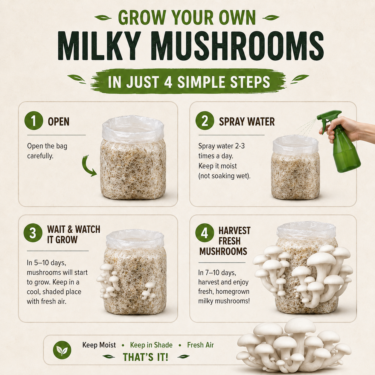Milky Mashroom Growing Kit